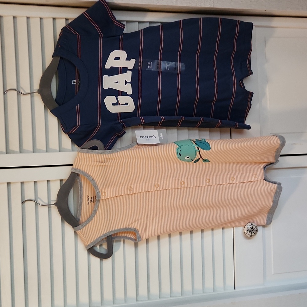 NWT SET - two 18-24mth short rompers